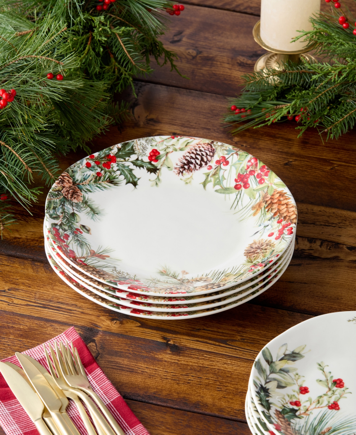 Certified International Woodland Dinner Plates, Set of 4