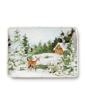 Winter Cabin Rectangular Platter