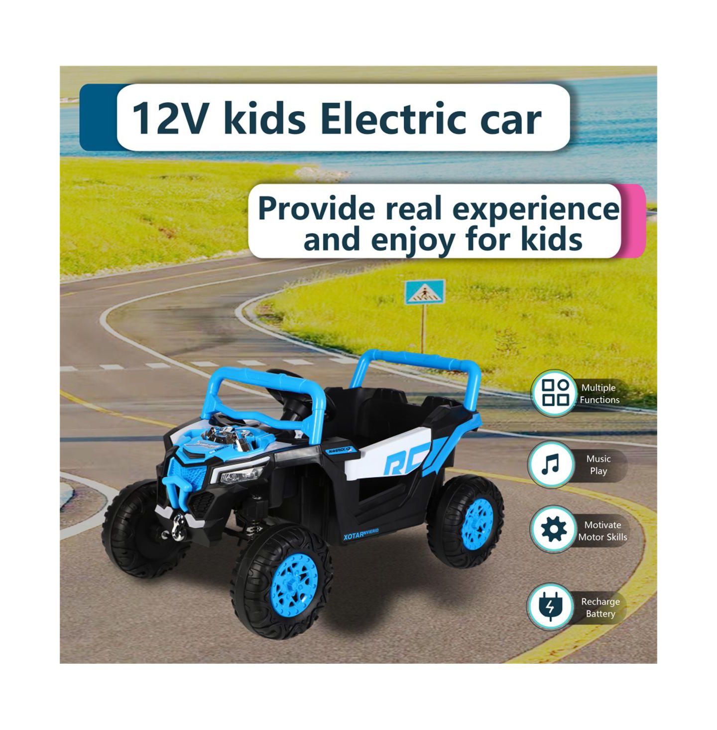 Детская игрушка YOBTOP Kids Electric Ride-On Car with 12V Battery, Remote Control & Swing Function, Seats Two, Ages 3+, цвет: Синий — фото 4
