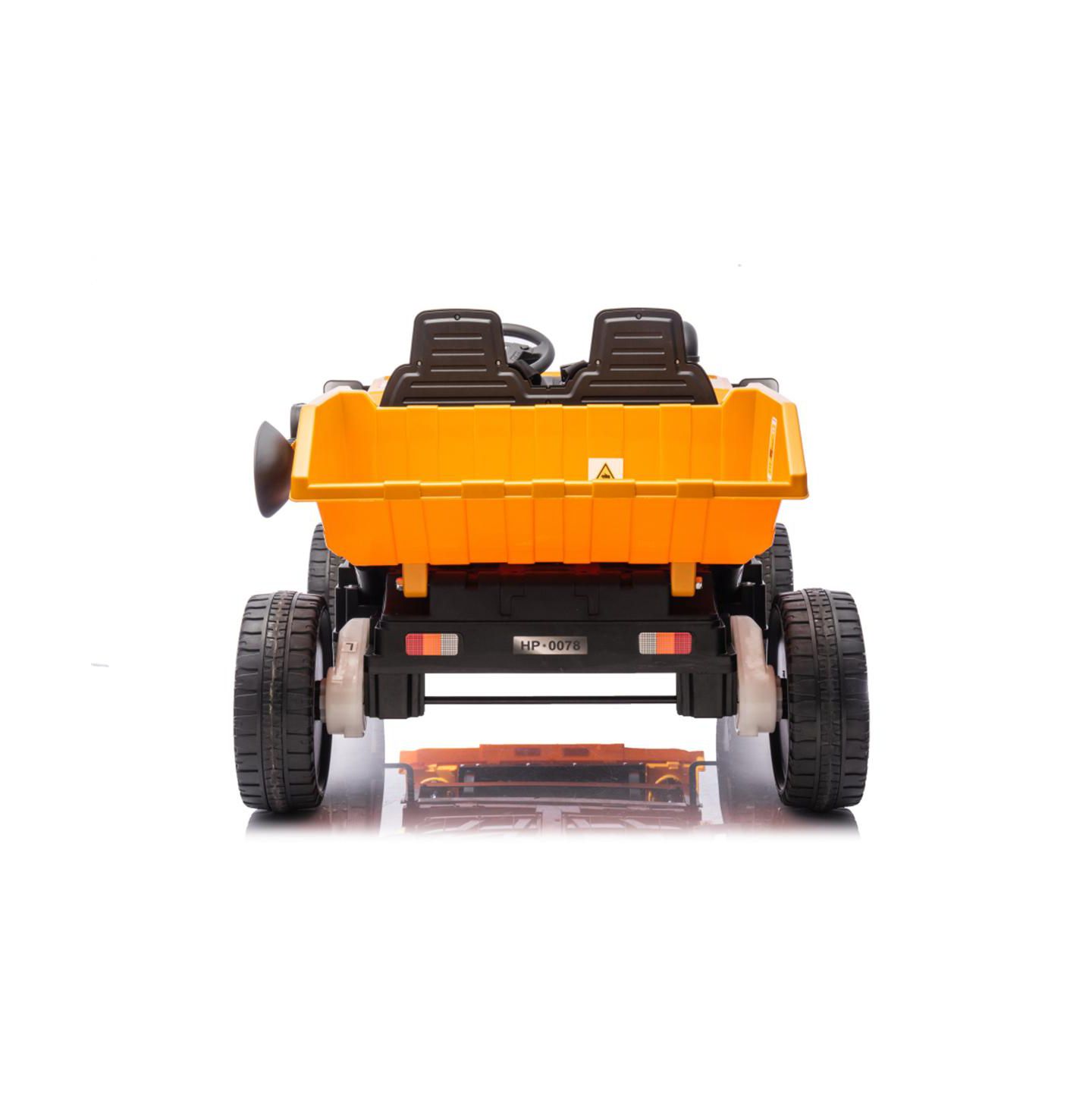 Детская игрушка YOBTOP Large Remote-Control Two-Seater Ride-On Dump Truck with LED Lights & Auto-Lift Compartment, 110 lbs Capacity, Ages 3+, цвет: Оранжевый — фото 6