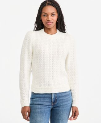Women's Pointelle Mock Neck Pullover Sweater