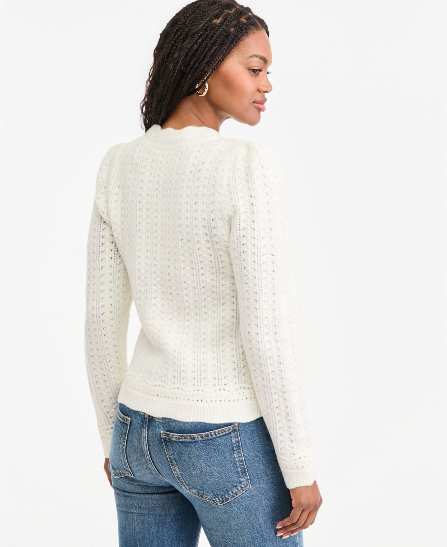 Женский свитер On 34th Pointelle Mock Neck Pullover, цвет: Зимняя слоновая кость — фото 2