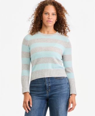 Women's 100% Cashmere Crewneck Shrunken Pullover Sweater
