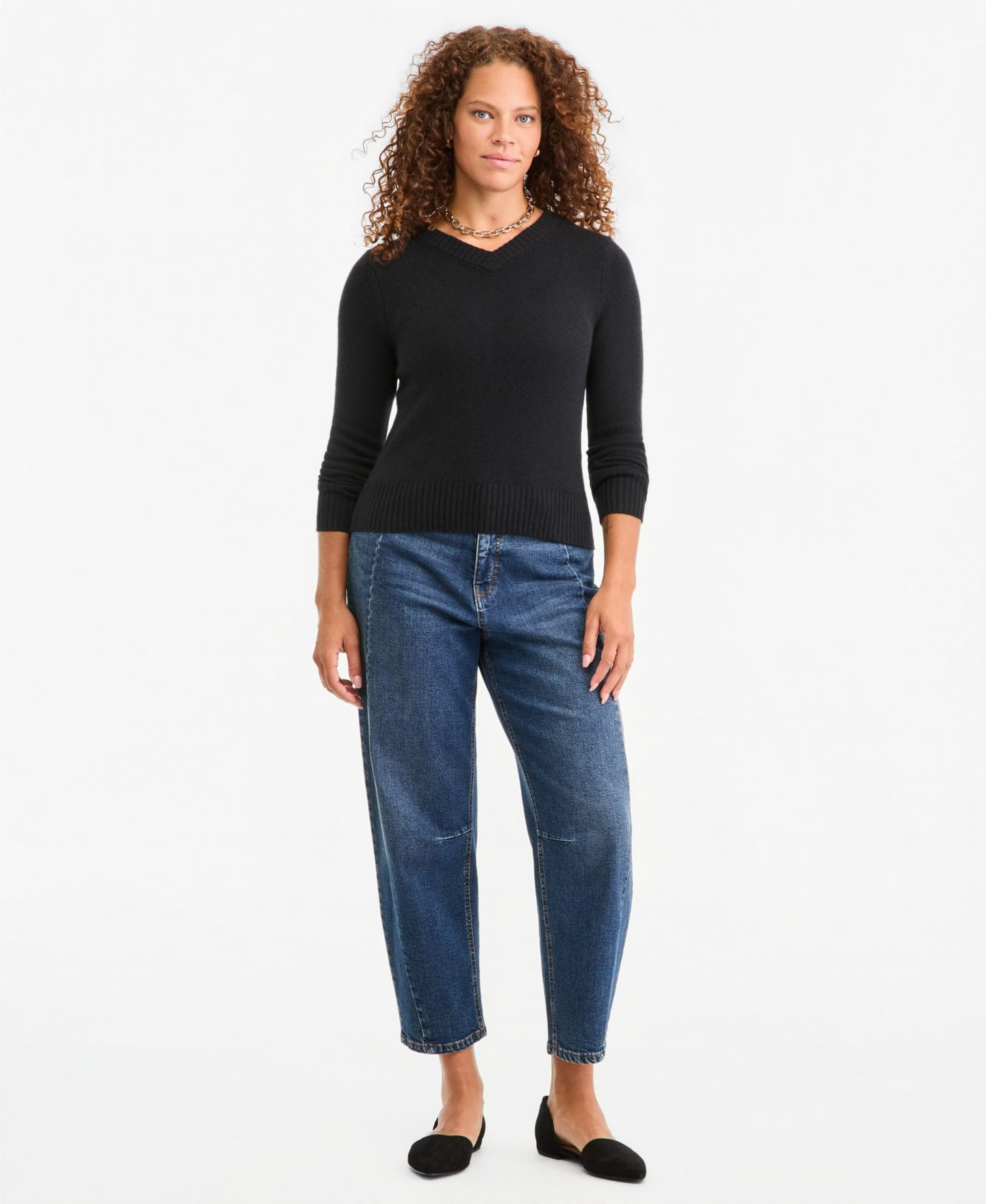 Женский свитер On 34th 100% Cashmere V-Neck, цвет: Глубокий чёрный — фото 3