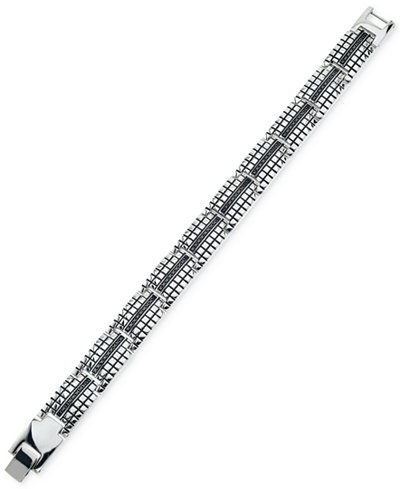 Esquire Men's Jewelry Diamond Link Bracelet (1 ct. t.w.) in Stainless Steel, Only at Macy's