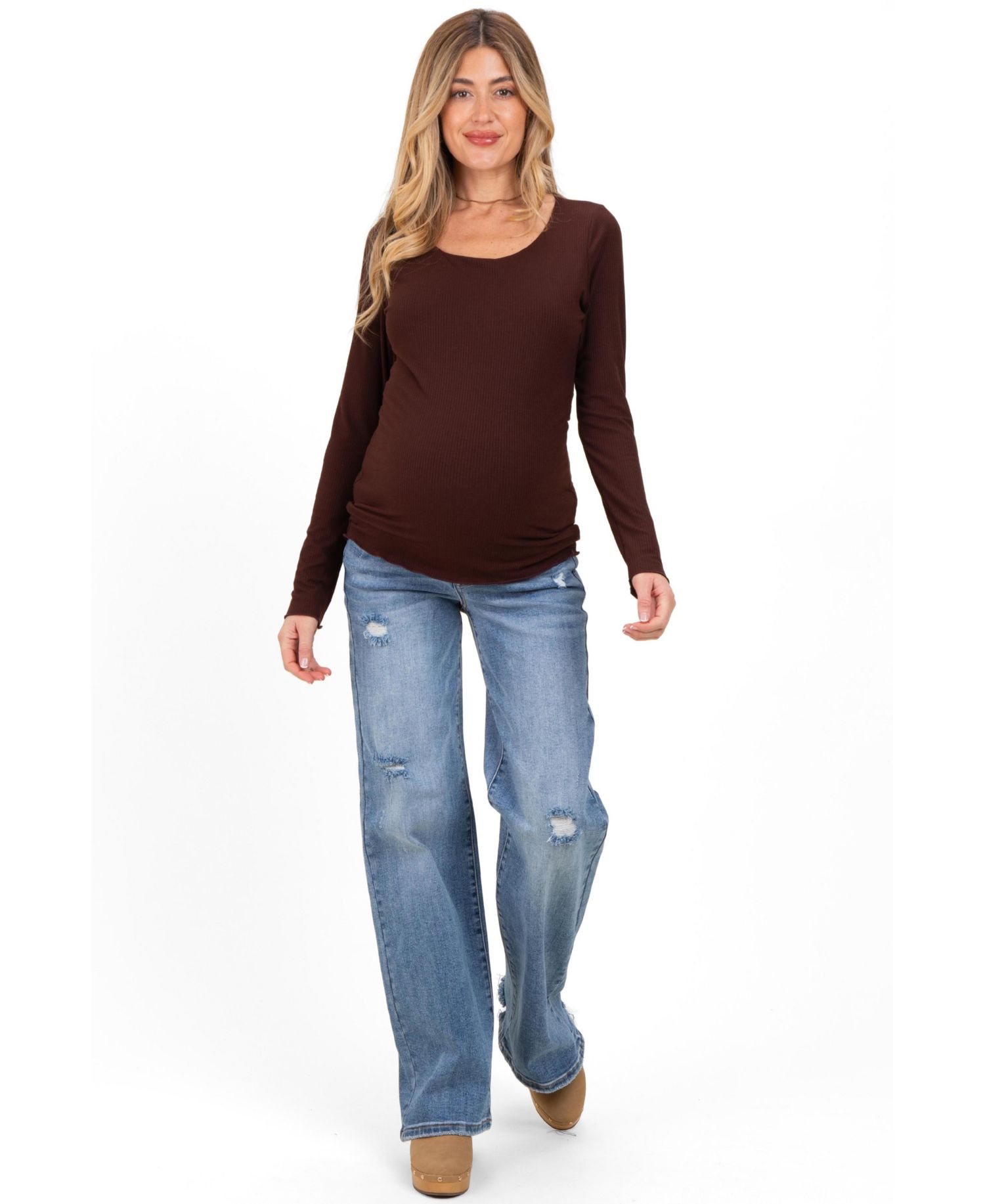 Maternity High-Waisted Wide-Leg Vintage Wash Denim Jeans