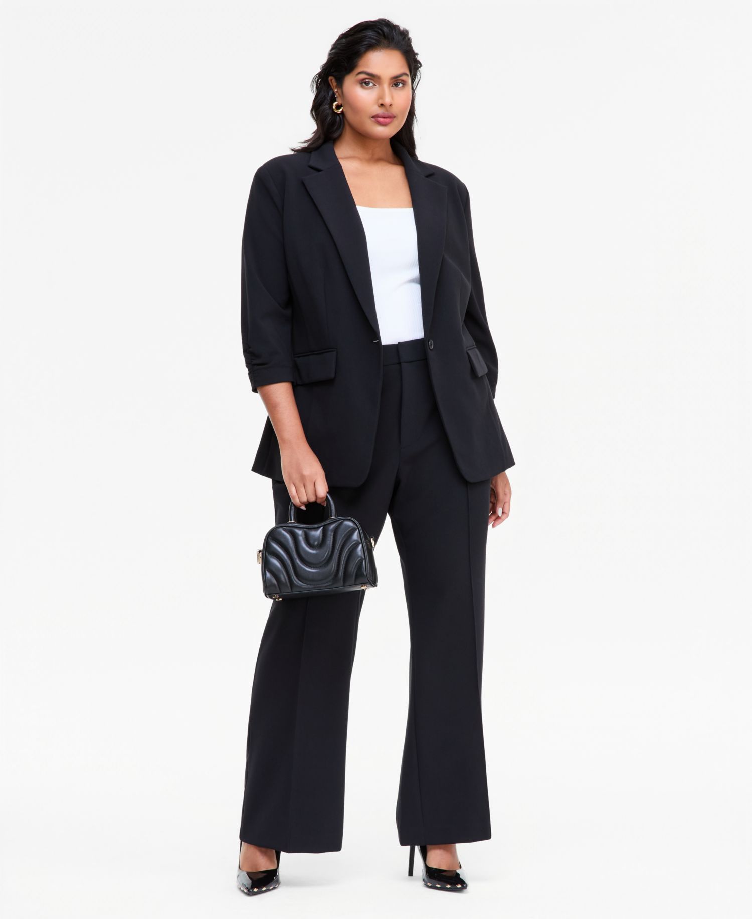 Plus Size Stretch 3/4-Sleeve Blazer