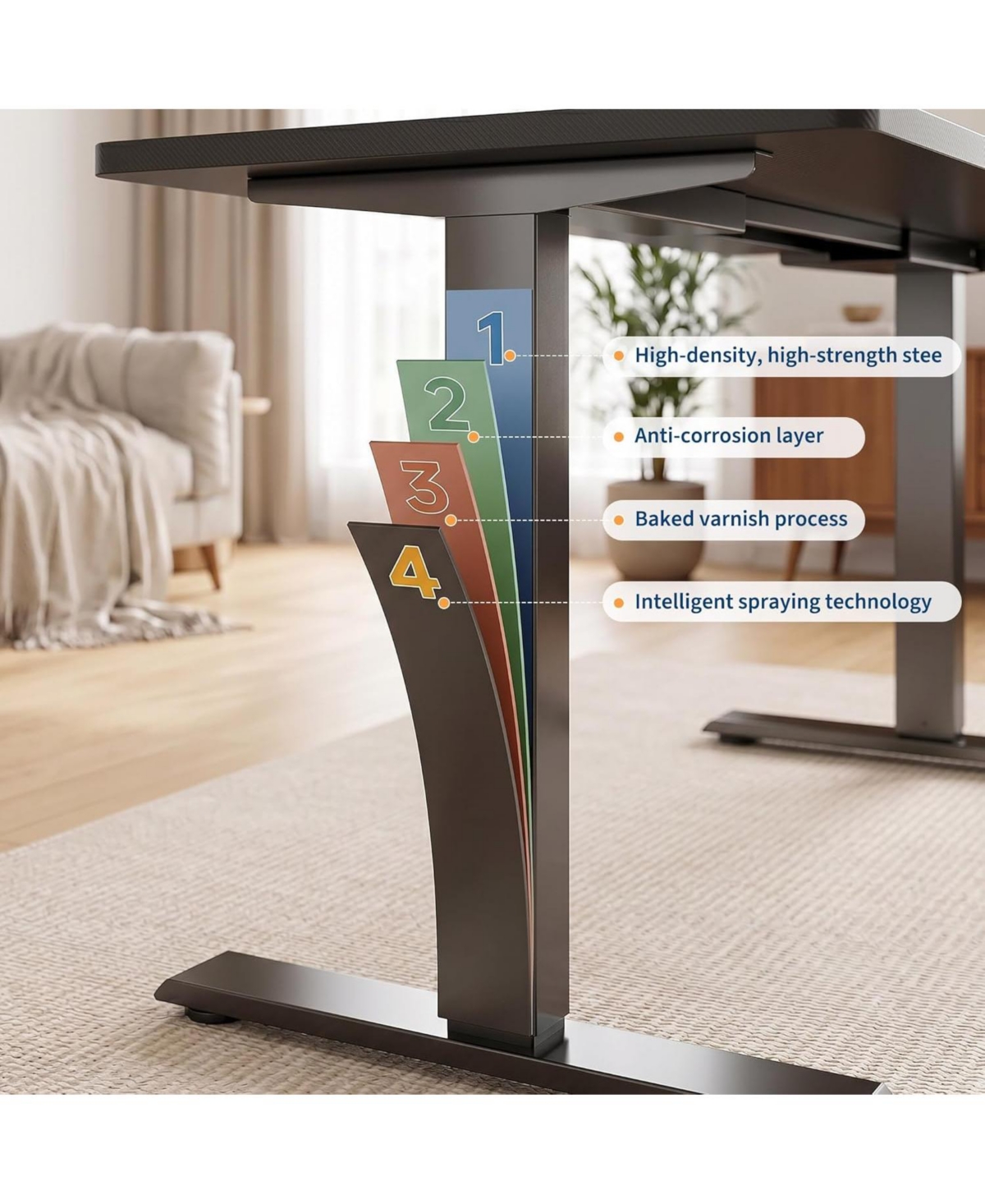 homfan 47"x24" Black Electric Sit-Stand Desk, 2-Fold Top, Height Adjustable, 176 lbs