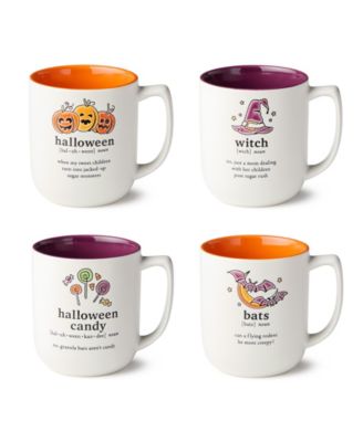 Halloween Words Mugs, Set of 4