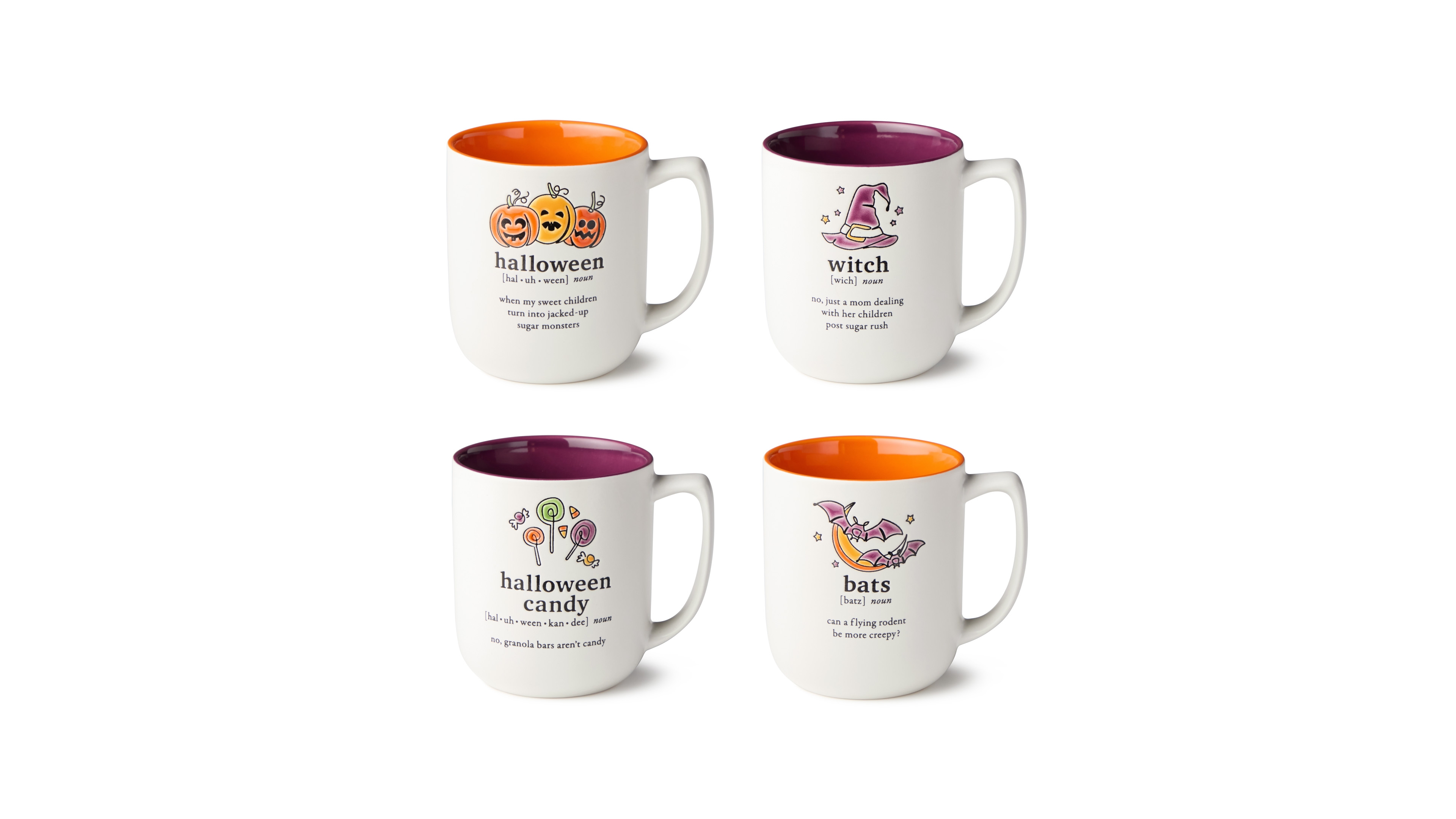 Certified International Halloween Words Mugs, Set of 4