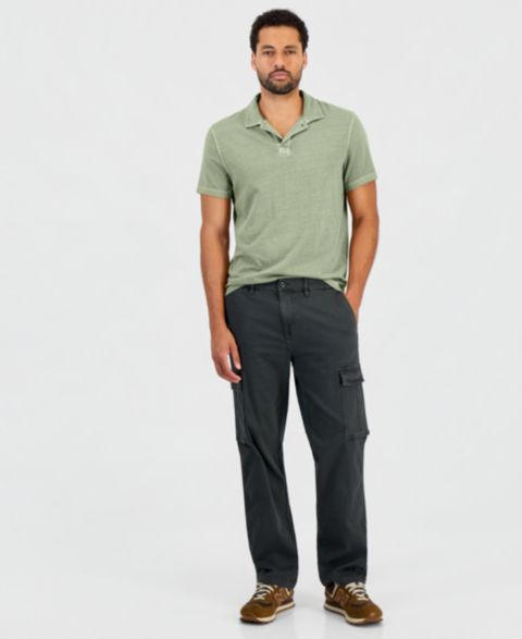 Мужские брюки Sun + Stone Pleated Straight-Fit Cargo, цвет: Чёрный теневой
