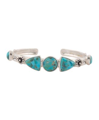 Blue Turquoise and Silver Cuff Bracelet