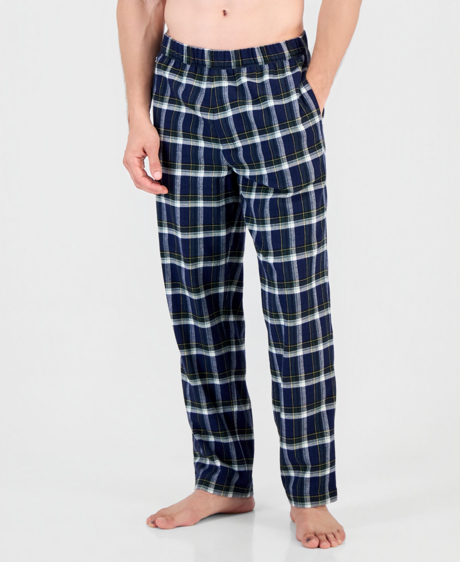 Men's Flannel Plaid Button-Front Top and Pajama Pants, 2-Piece Set