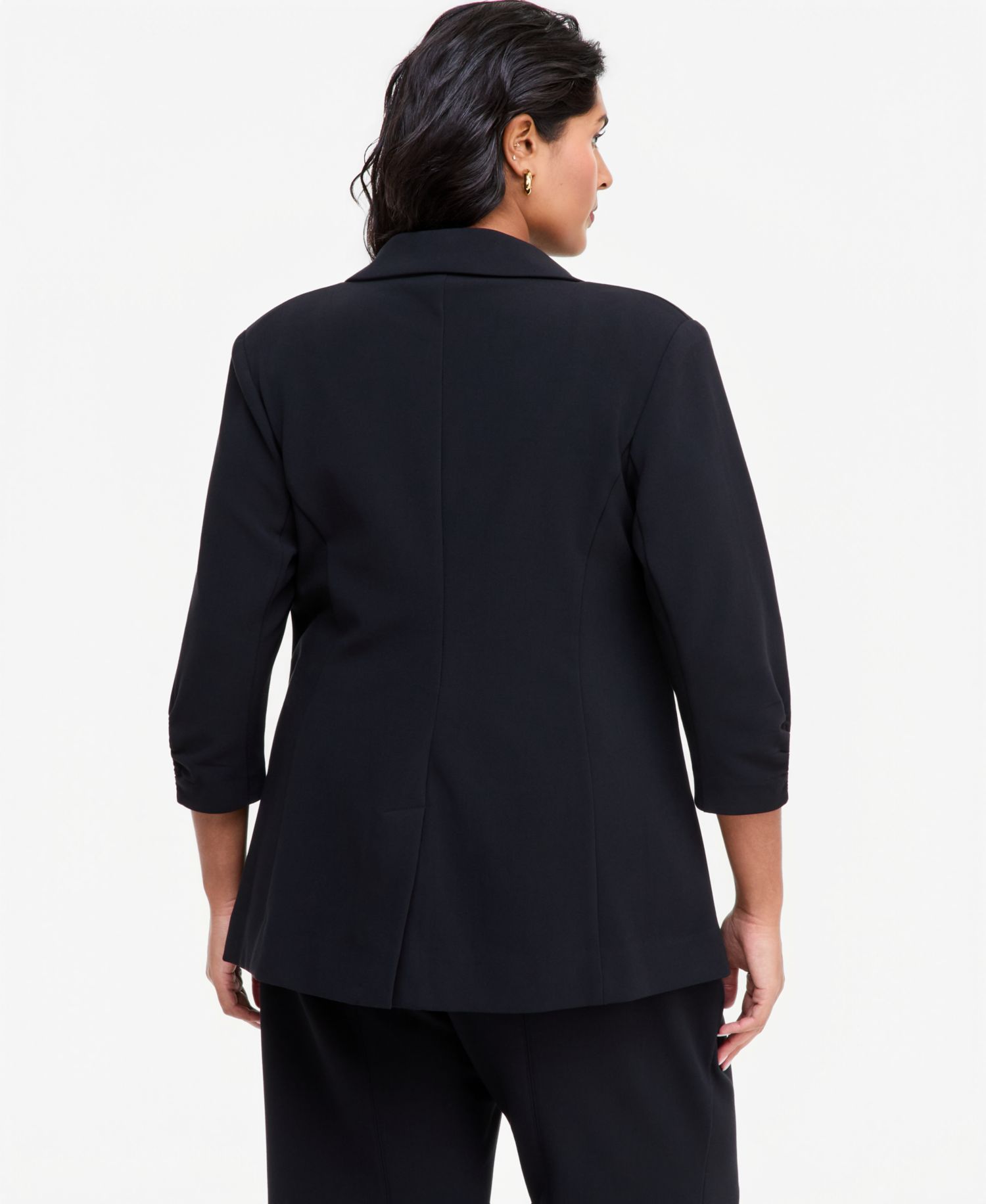 Plus Size Stretch 3/4-Sleeve Blazer