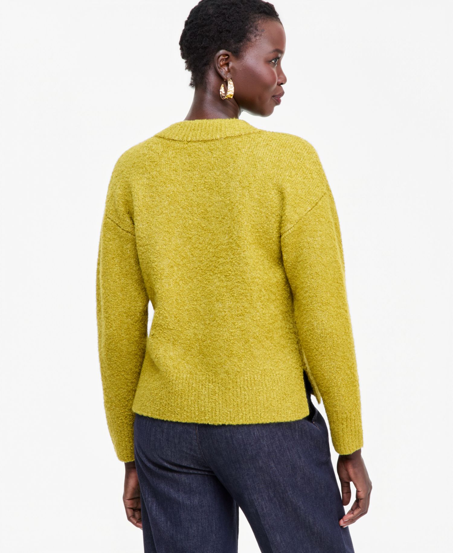 Women's Boucl&eacute; V-Neck Sweater