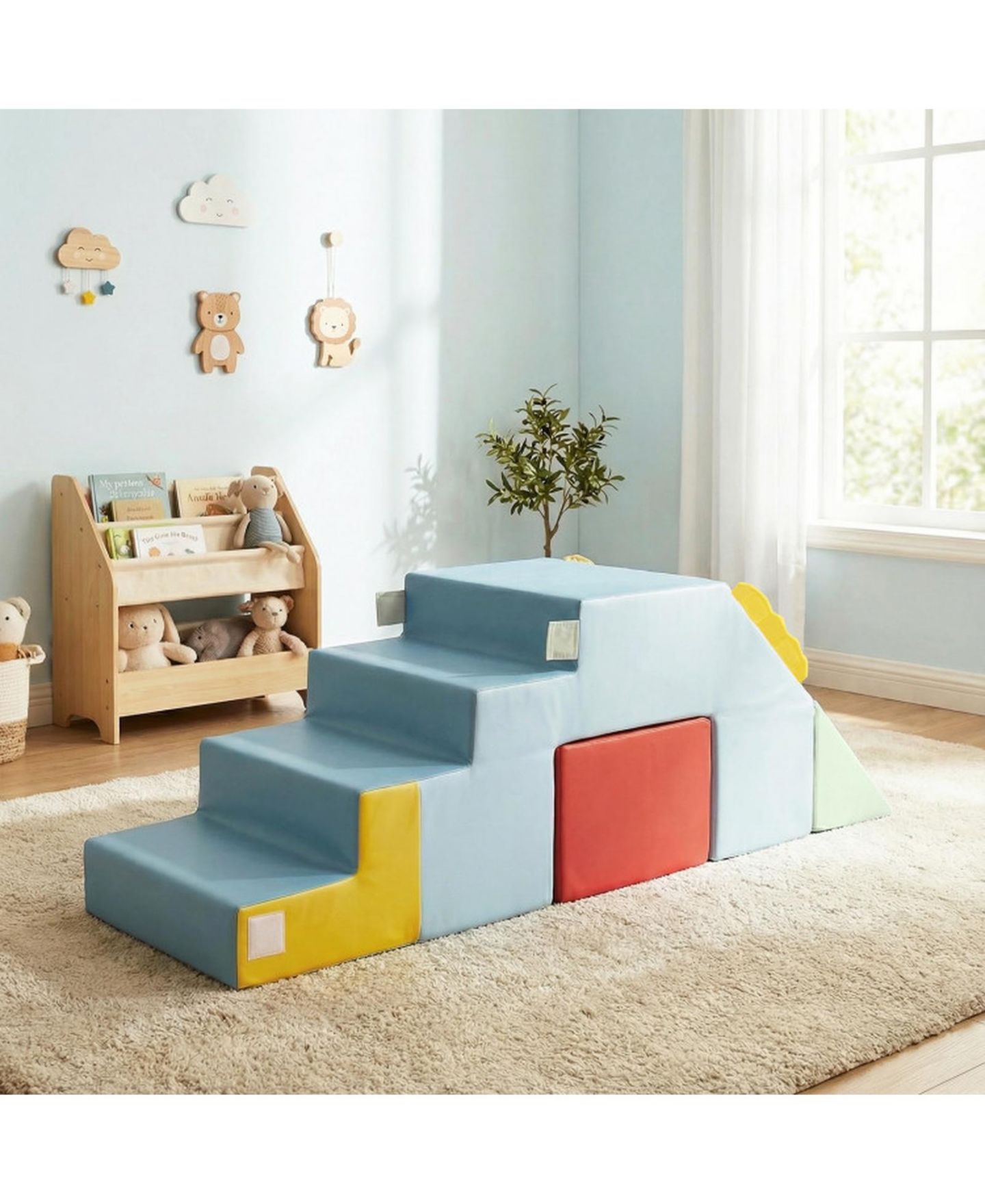 Детские конструкторы SUGIFT Convertible Soft Foam Blocks with Velvet Covers Table and Chair Set, 3-in-1, Ages 3-6, цвет: Синий — фото 8