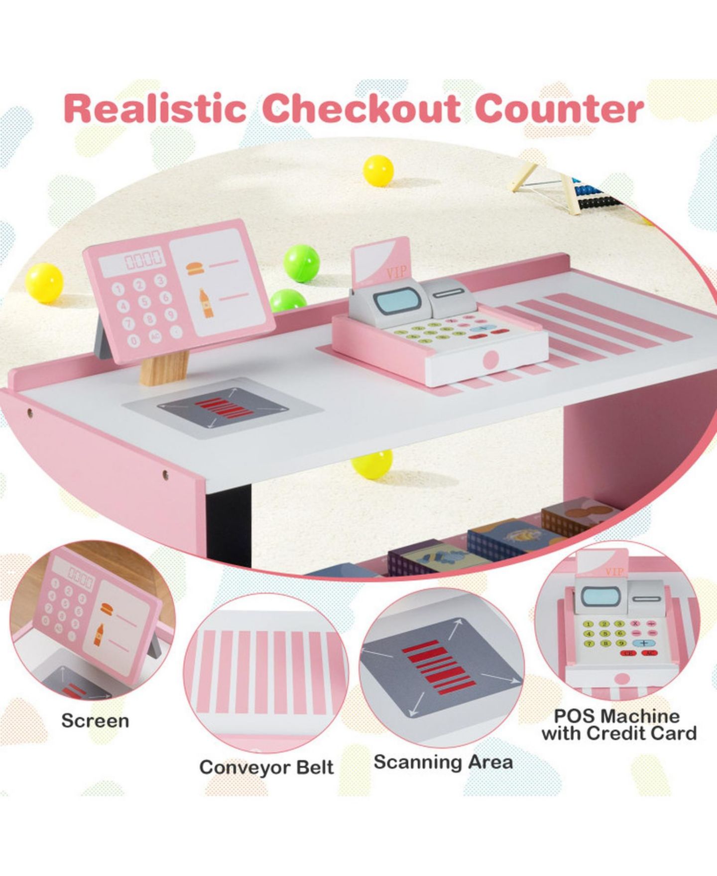 Детский игровой набор SUGIFT Kids Grocery Store Playset with Cash Register and Pos Machine, цвет: Серый — фото 6