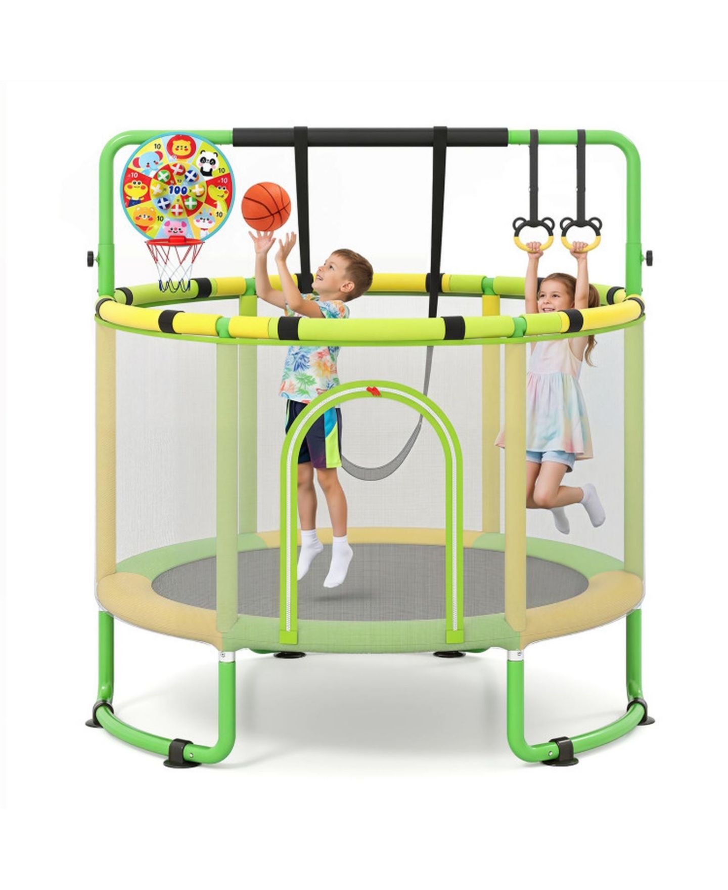 Детская игрушка HONGGE 60" 6-in-1 Trampoline with Enclosure Net, Ages 3+, цвет: Зелёный — фото 11