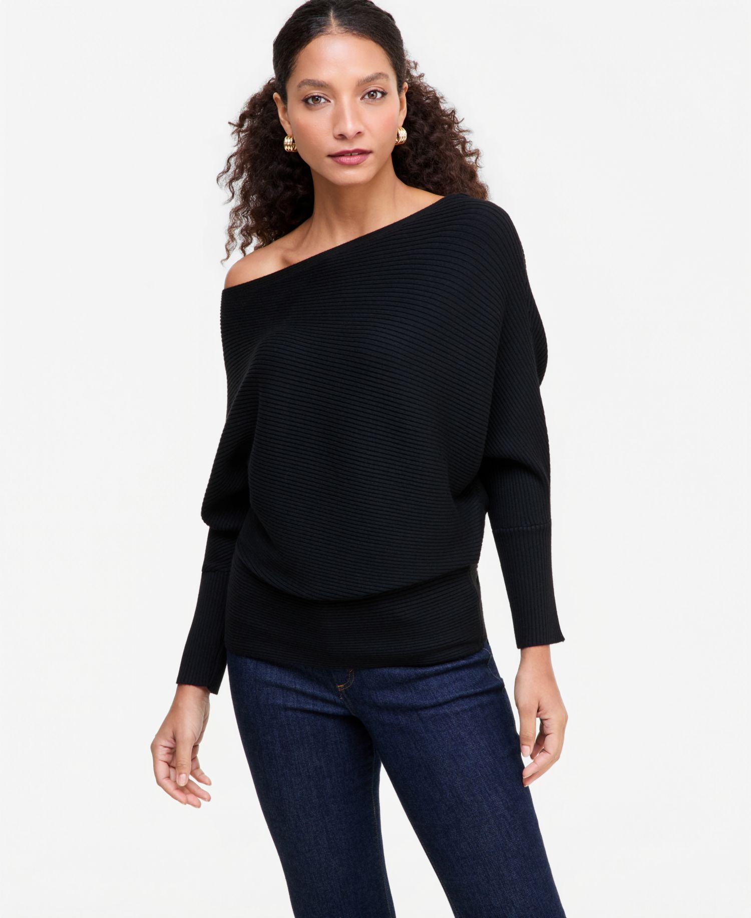 Women's Off-the-Shoulder Ribbed-Knit Sweater