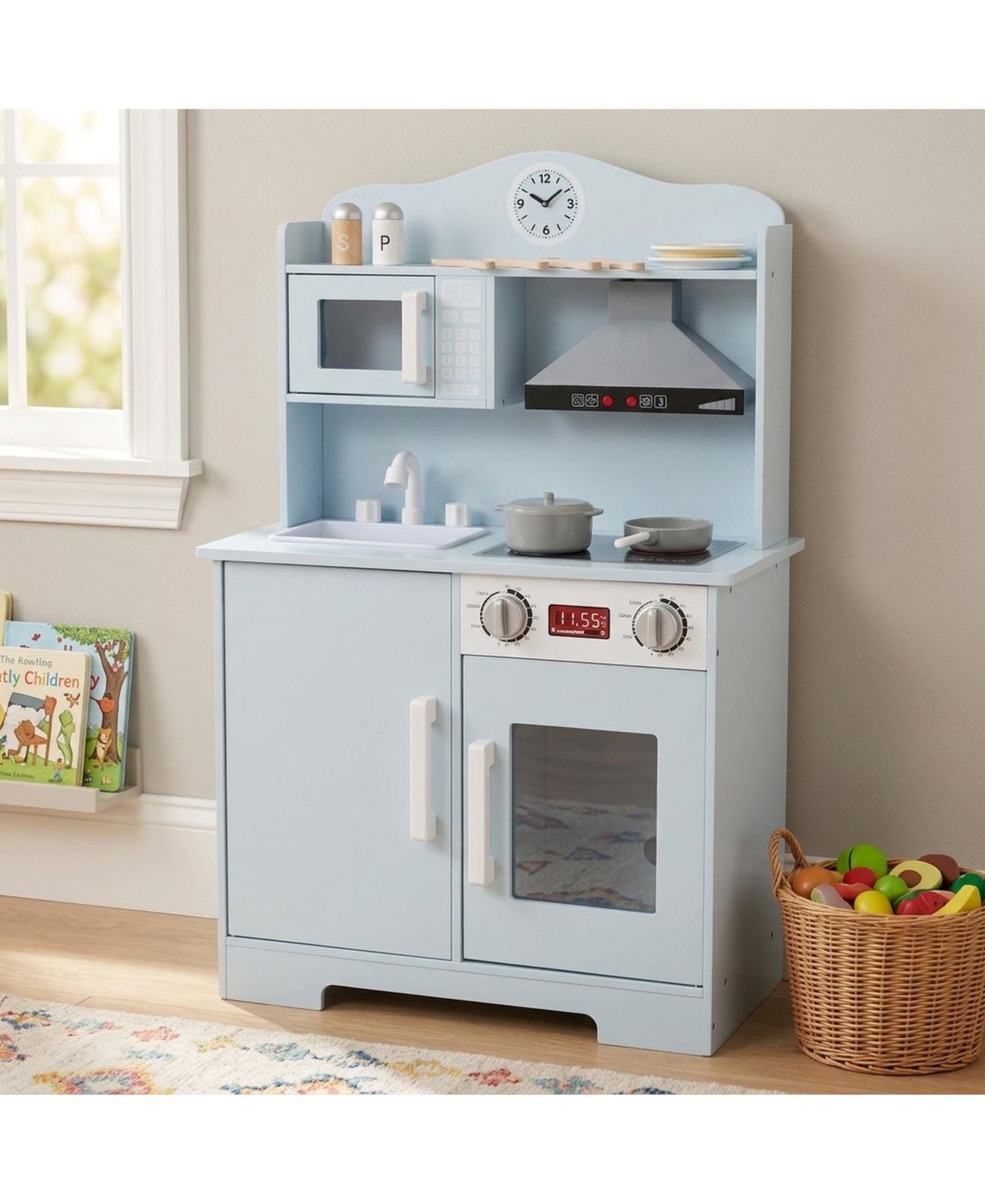 Детский игровой набор SUGIFT Wooden Light-and-Sound Play Kitchen Playset, Ages 3+, цвет: Синий — фото 2