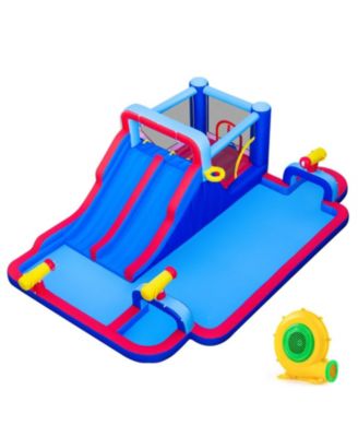 Giant Inflatable Water Slide Bounce House with Double Slides, Splash Pool, and 750W Blower, Ages 3-12