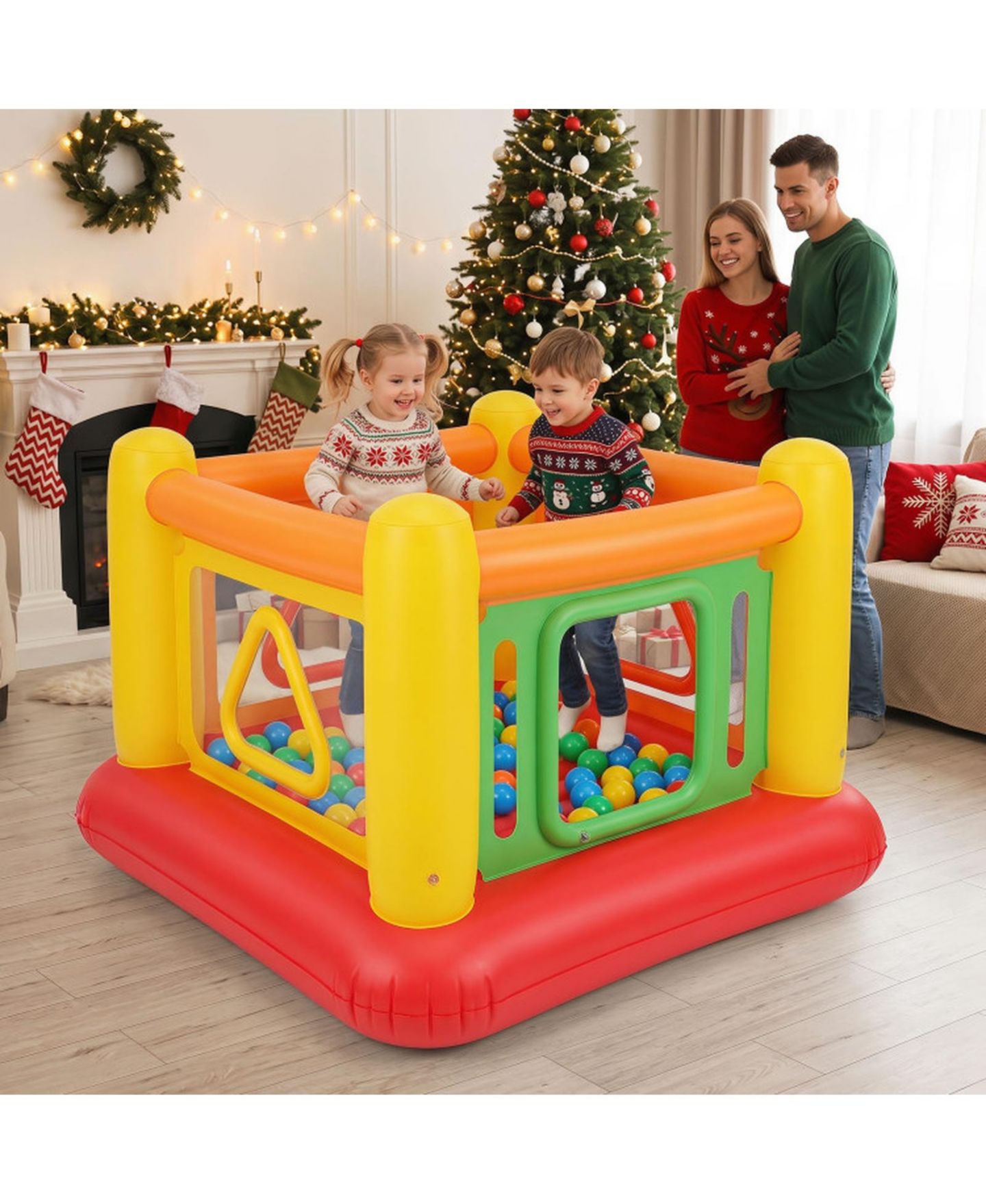 Детская игрушка HONGGE 3-in-1 Inflatable Bounce House, 63" x 63" x 49", 110 lbs Capacity, Ages 3+, цвет: Красный — фото 10