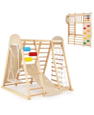 Ages 3+ 8-in-1 Foldable Wooden Indoor Jungle Gym