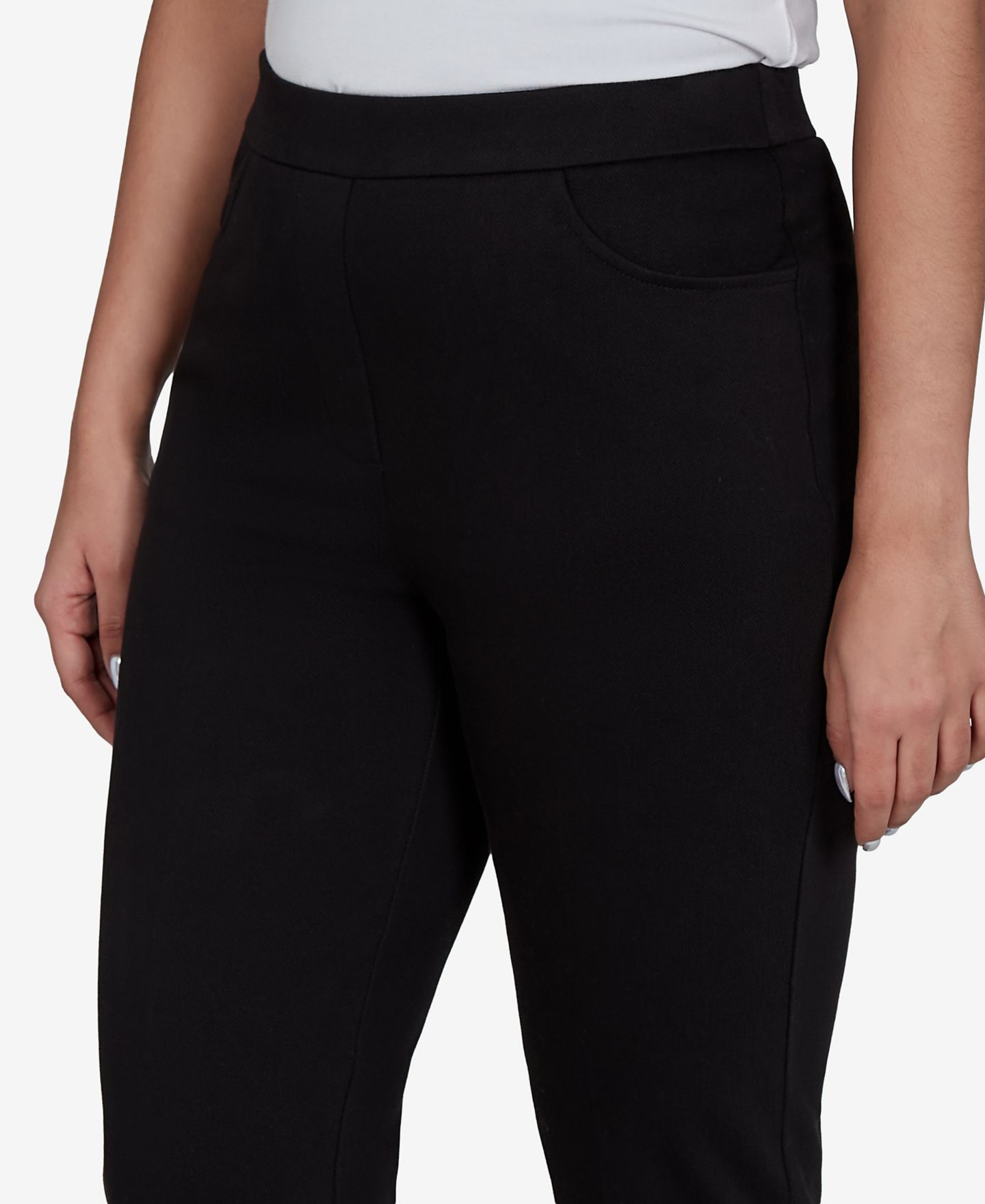 Женские брюки Alfred Dunner Travel Advisory Pull-On Short-Length Knit Twill, цвет: Чёрный — фото 4
