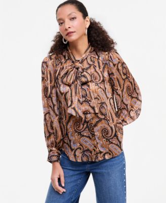 Women's Tie-Neck Long-Sleeve Blouse