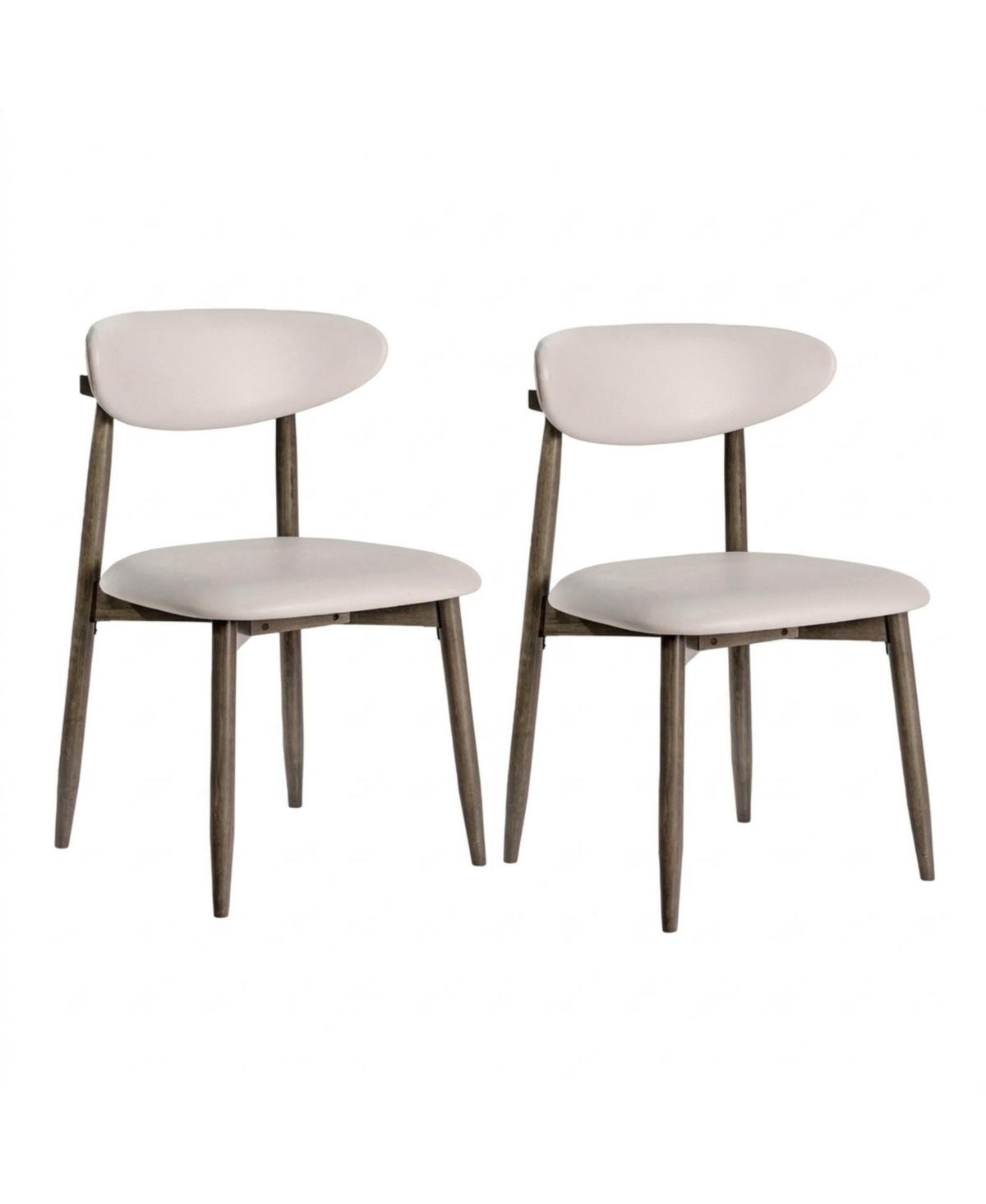 Sugift Set of 2 Modern Upholstered Wooden Dining Chairs with Curved Backrest