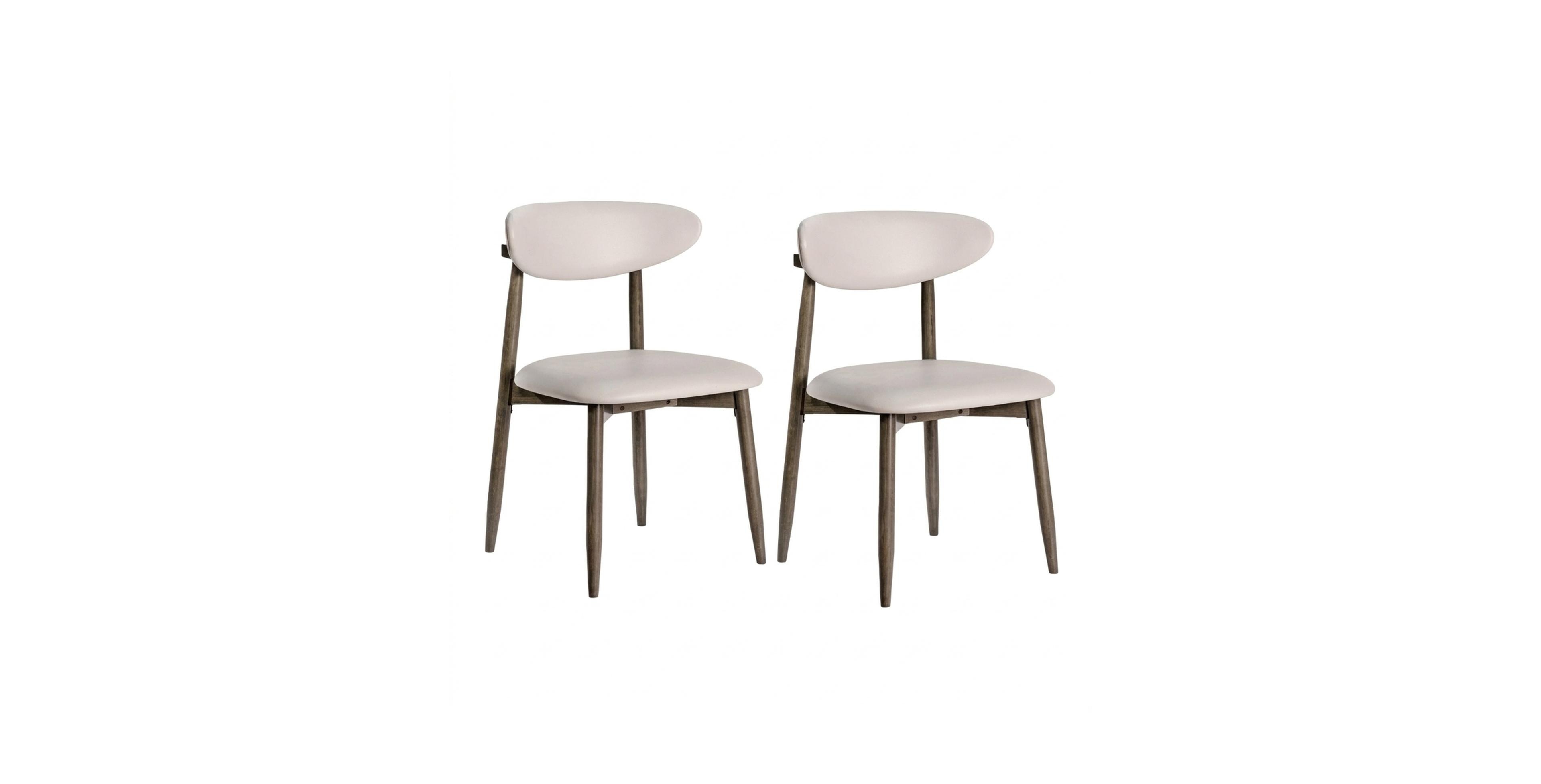 Sugift Set of 2 Modern Upholstered Wooden Dining Chairs with Curved Backrest