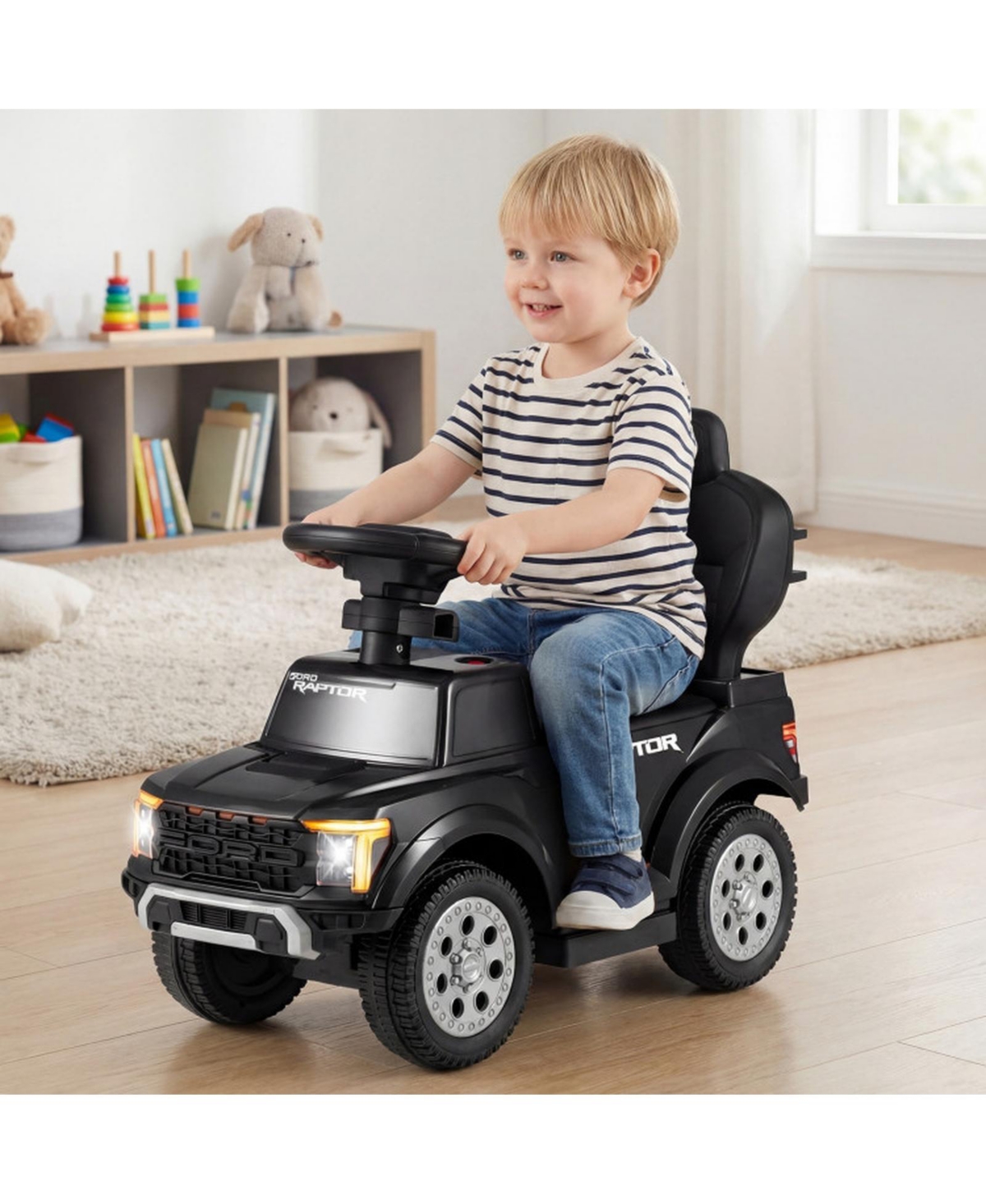 Sugift 3-In-1 Push Ride-On Car, 33.5" x 14" x 37", Ages 18-36 Months