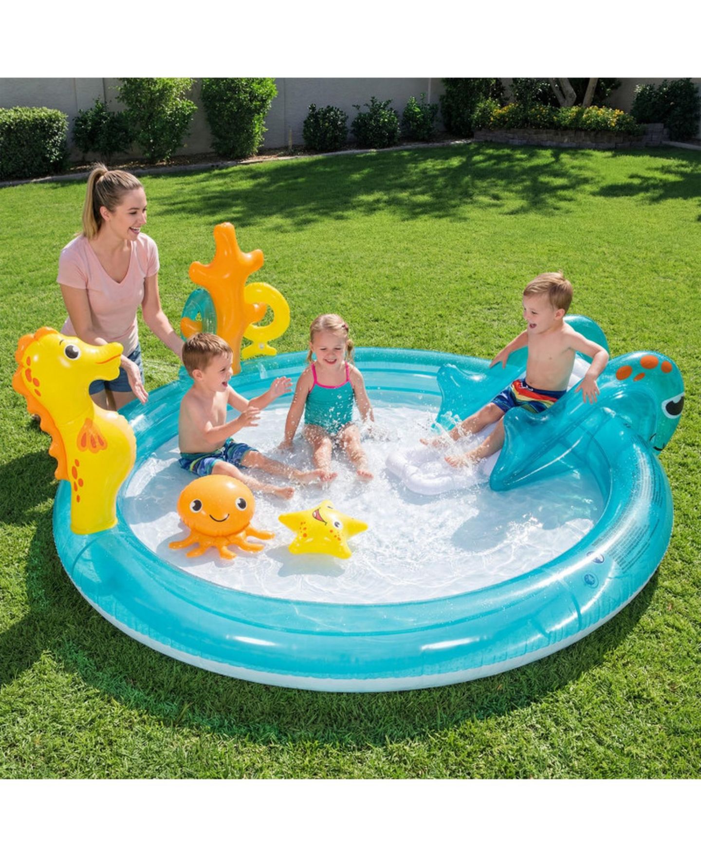 Детские игрушки SUGIFT Kids Inflatable Water Park 70" x 62" x 26.5", PVC with Slide, Sprinkler & Ring-Toss Game Play Center, Ages 2-6, цвет: Open Miscellaneous — фото 2