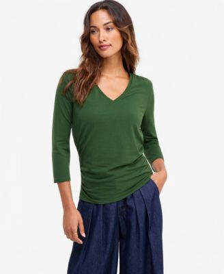 Women's V-Neck 3/4-Sleeve Knit Top