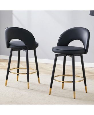 2 Piece Modern PU Upholstered Bar Chair 360 Degree Rotatable Bar Chair