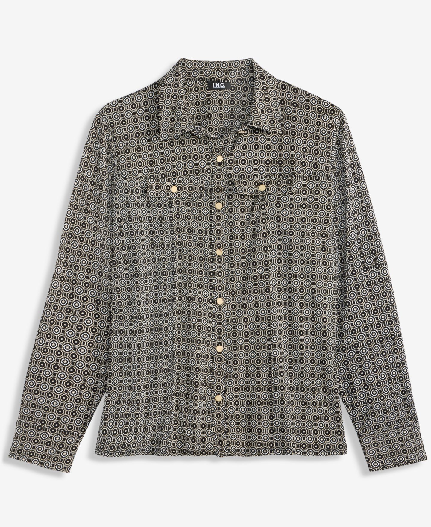 Женская блузка I.N.C. International Concepts Utility Printed Long-Sleeve Button-Up Blouse, цвет: Mira Geo — фото 6
