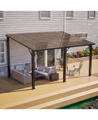 9x13 FT Hardtop Gazebo, Aluminum Patio Pergola with Polycarbonate Roof