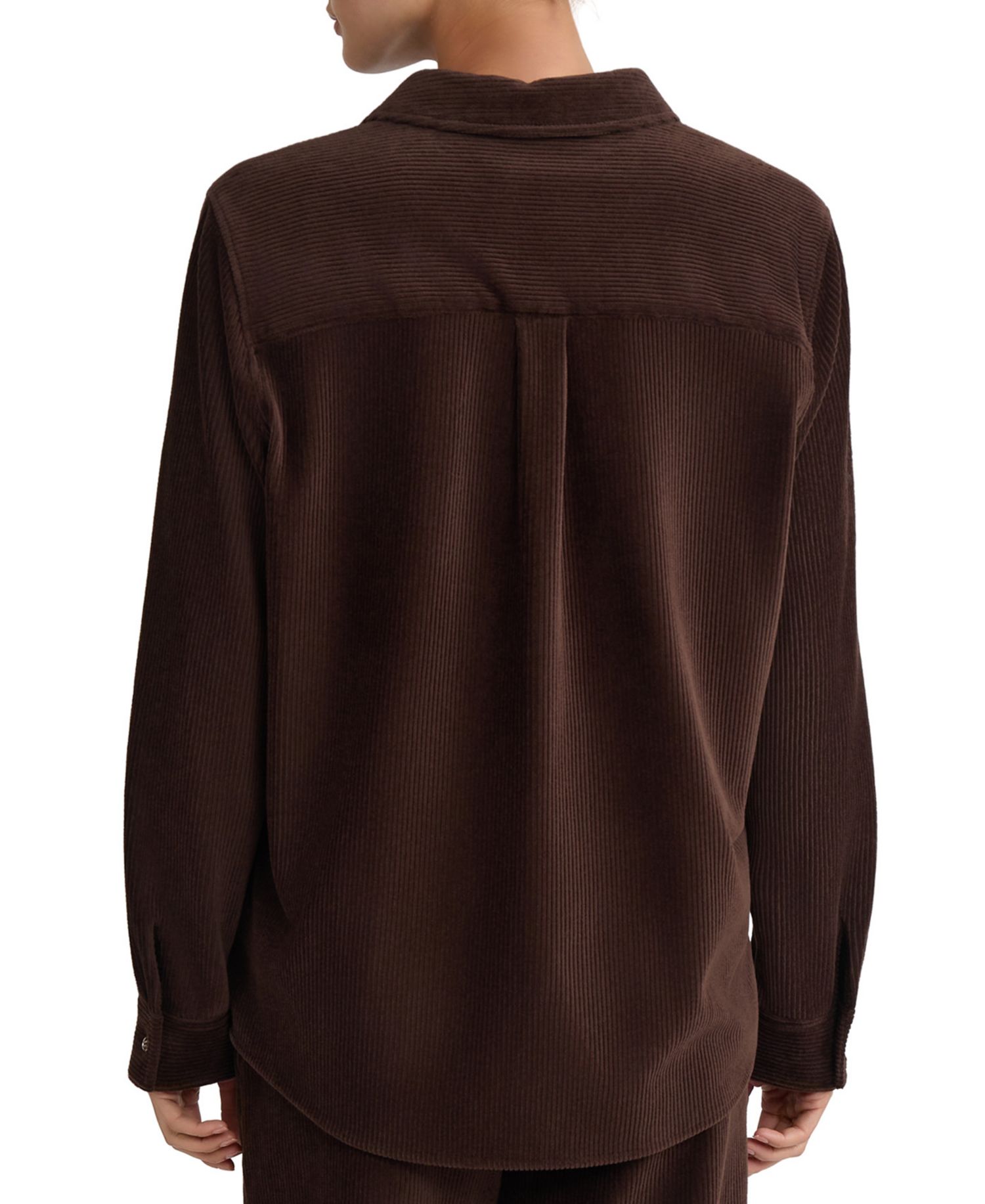 Petite Corduroy Button-Up Collared Top