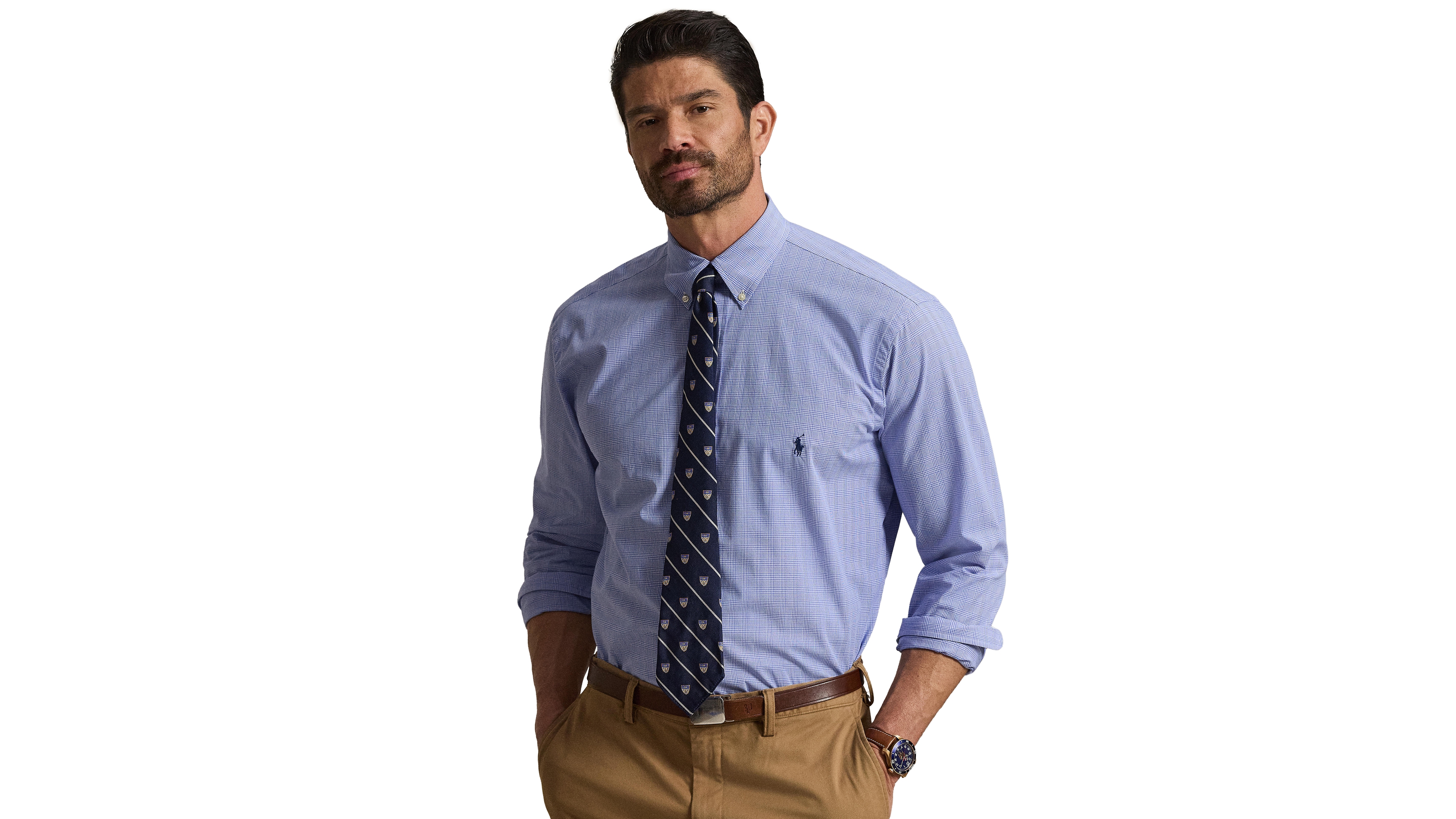 Polo Ralph Lauren Men's Big & Tall Checked Stretch Poplin Shirt