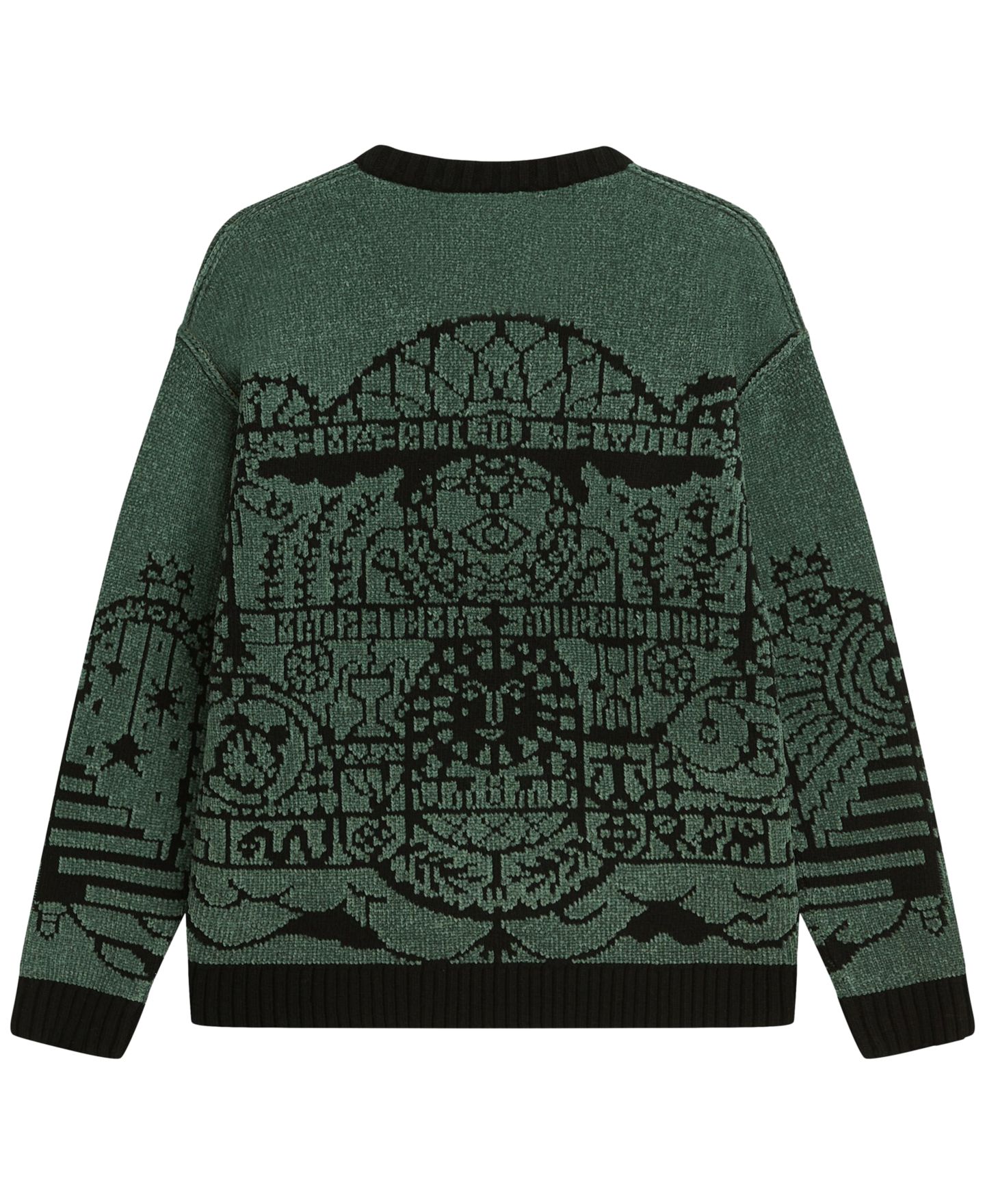 Мужской свитер SCOTCH & SODA Chenille Jacquard Wool-Blend Dropped Shoulder Crewneck, цвет: Тёмный тёмно-зелёный — фото 5