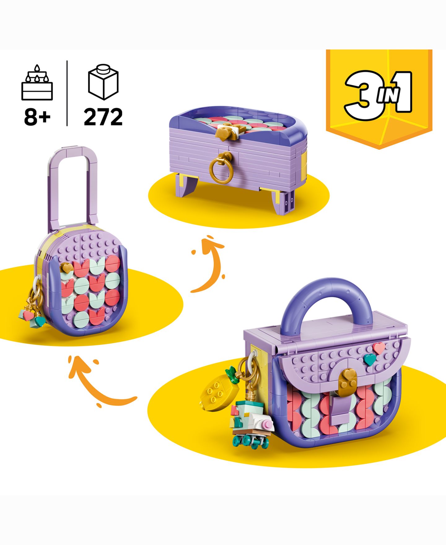 Детские сумки LEGO® Creator 3 in 1 Art Fashion Bag with Storage 31391, 272 Pieces — фото 2