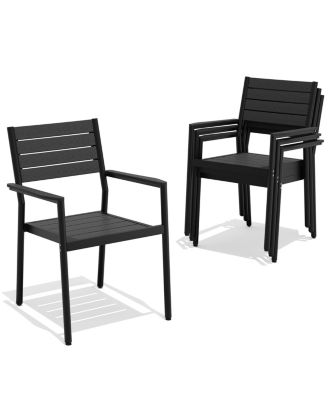 Outdoor Patio Aluminum Dining Chairs with Armrest
