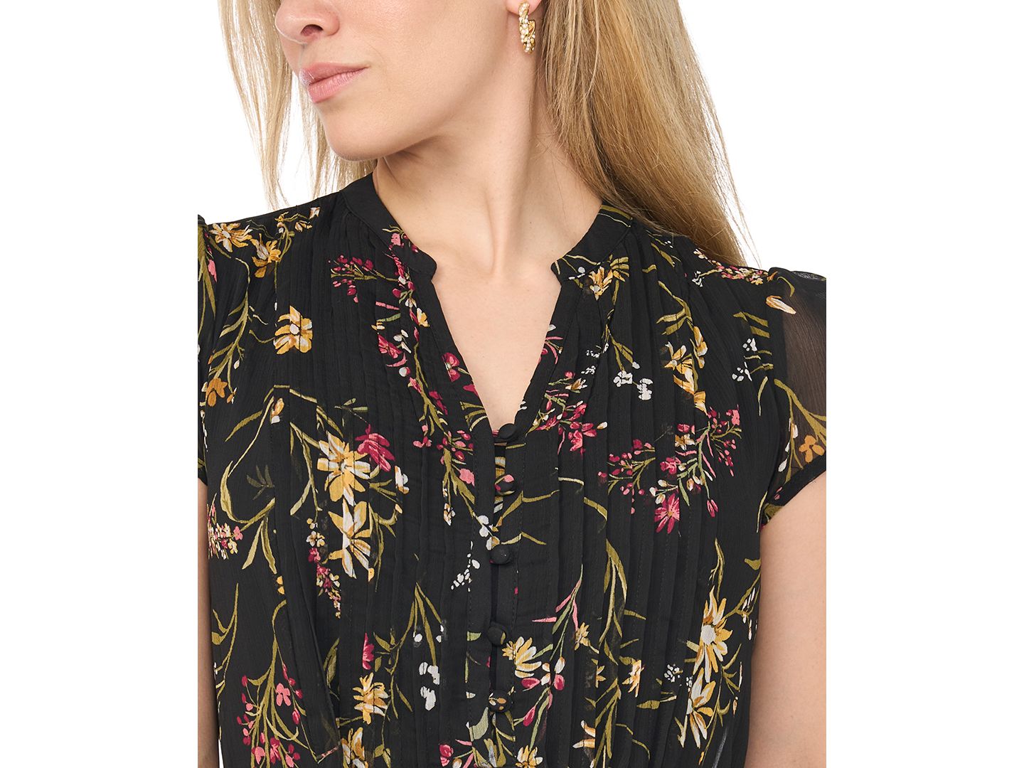 Женское платье MSK Petite Pintuck Floral-Print A-Line Midi, цвет: Яркий красный — фото 4