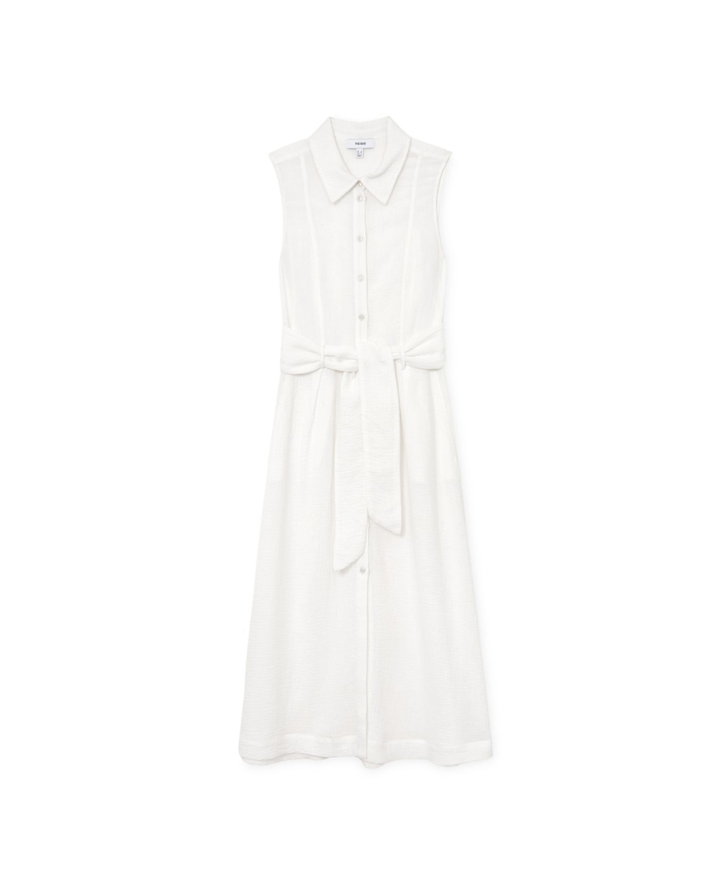 Женское платье REISS Morgan Sleeveless Midi Cotton with Side Pockets, цвет: Слоновая кость — фото 4