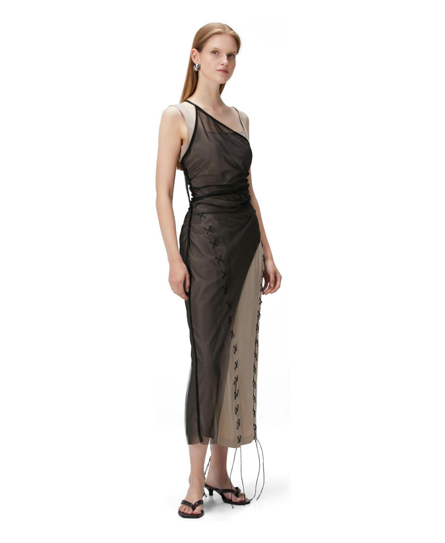 Женское платье PCFG Square-Neck Sleeveless Midi, цвет: Бежевый — фото 3
