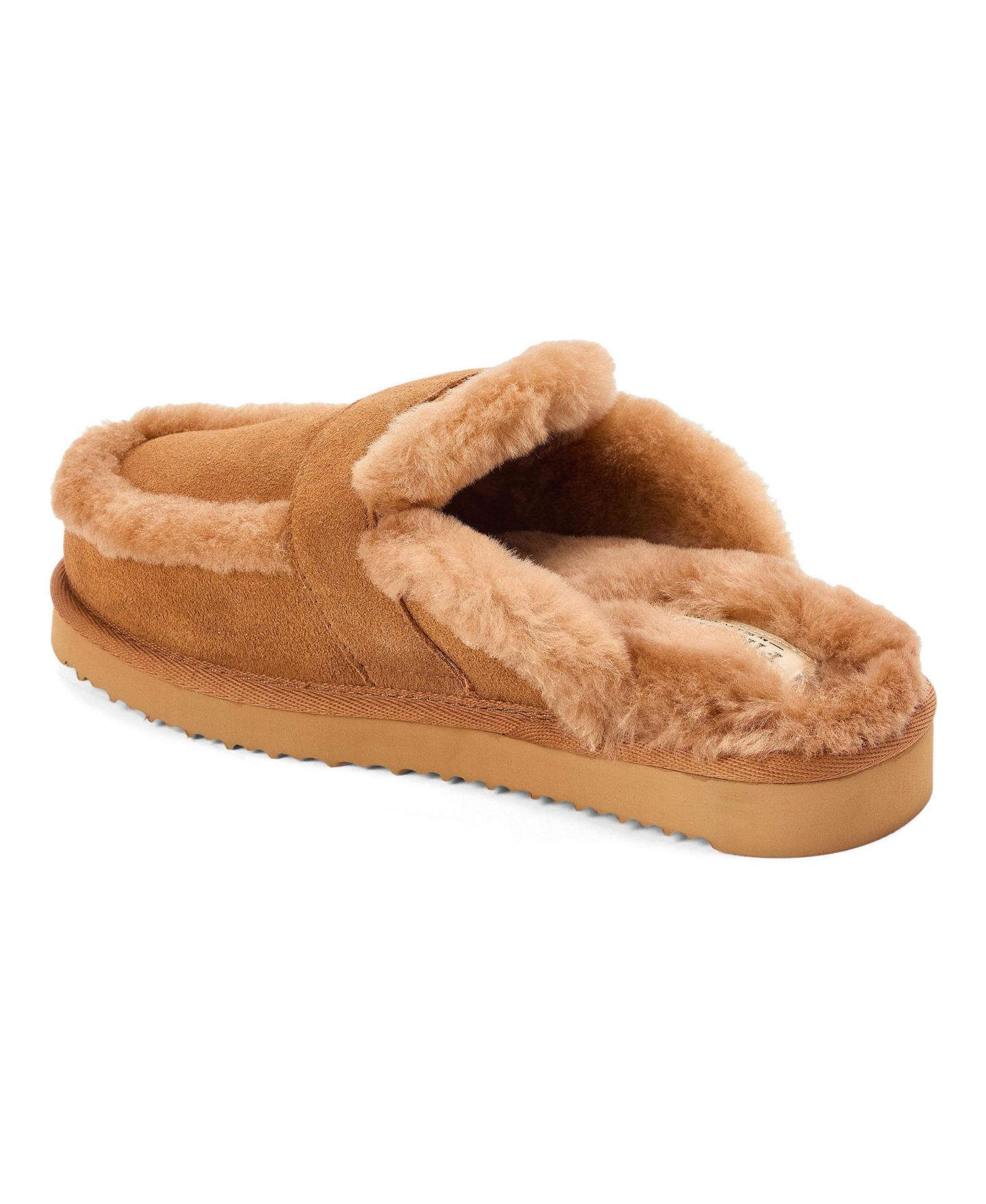 Женские тапочки Dearfoams Fireside Richmond Genuine Shearling Scuff Slipper, цвет: Каштановый — фото 2
