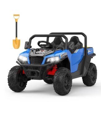 24V Kids Ride-On Dump Truck, Realistic Electric Vehicle with Remote Control, Dump Bed, Shovel, Key Start and Music, Safe Fun Toy