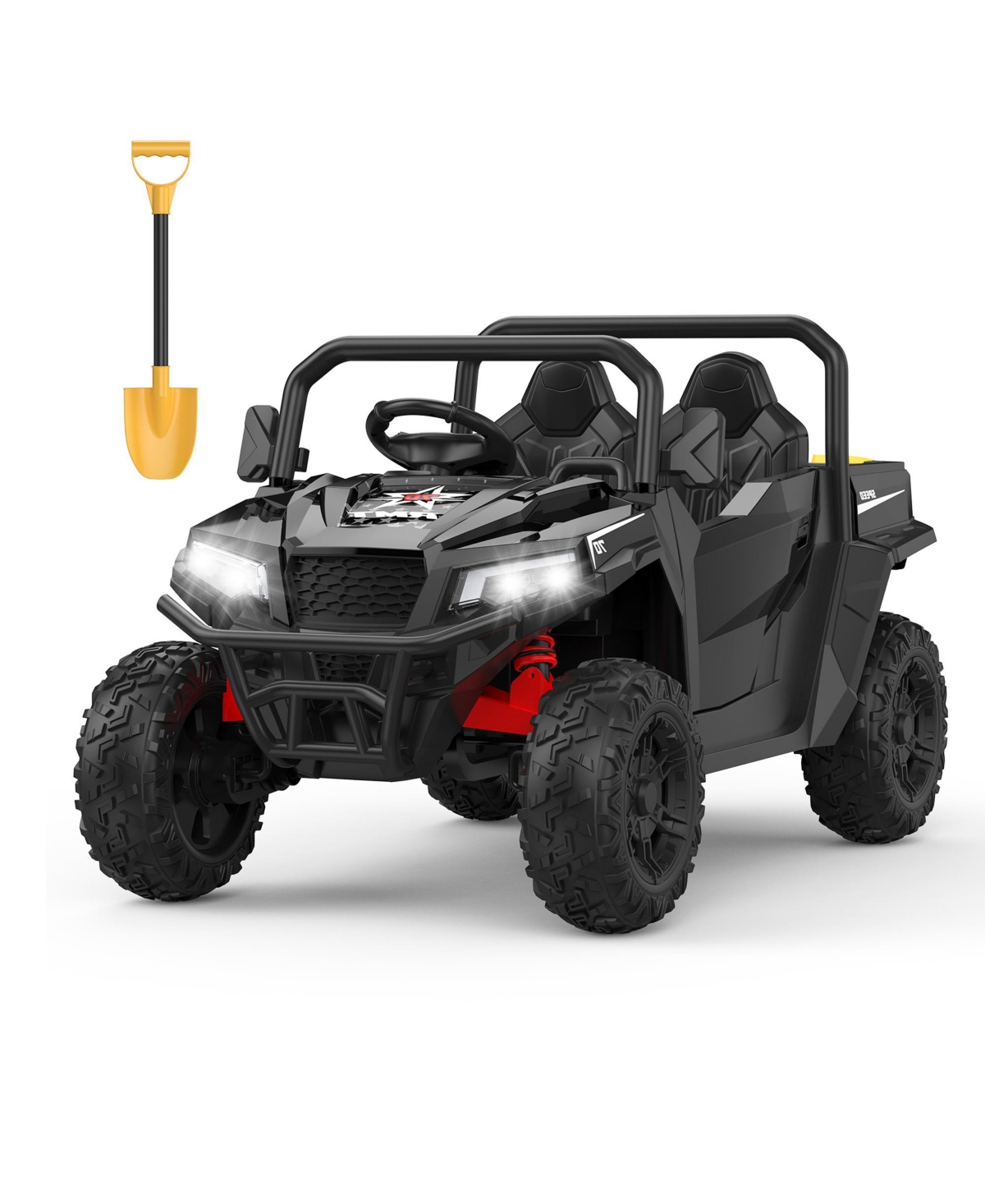 homfan Kids Ride-On Dump Truck, Realistic Electric Vehicle with Remote Control, Bed, Shovel, Key Start and Music, Safe Fun Toya