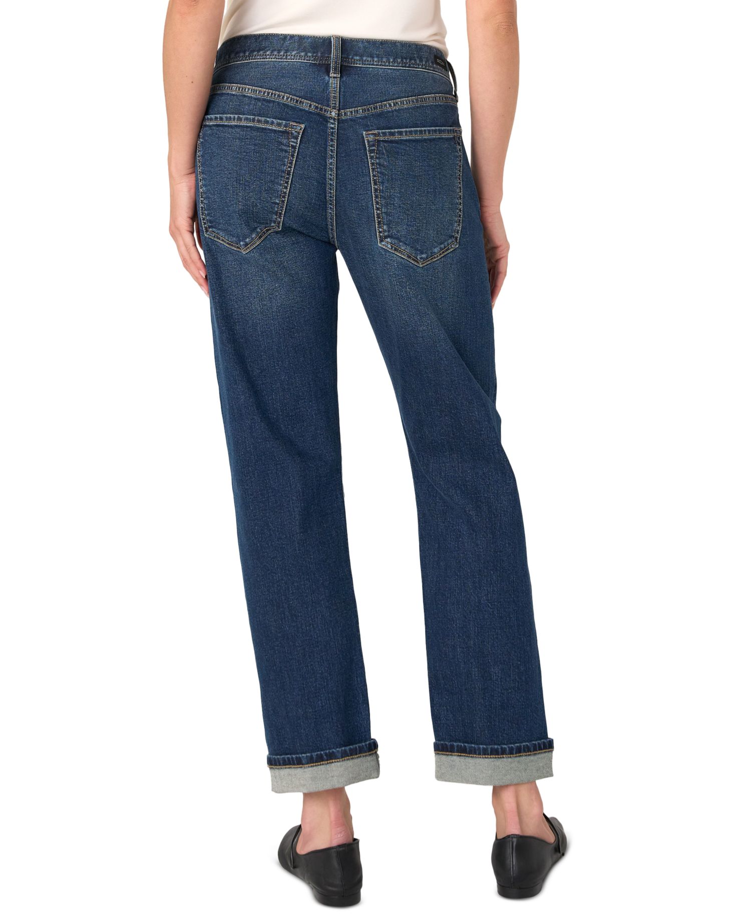 Petite Sloane Slouchy-Girlfriend Cuffed Mid-Rise Jeans