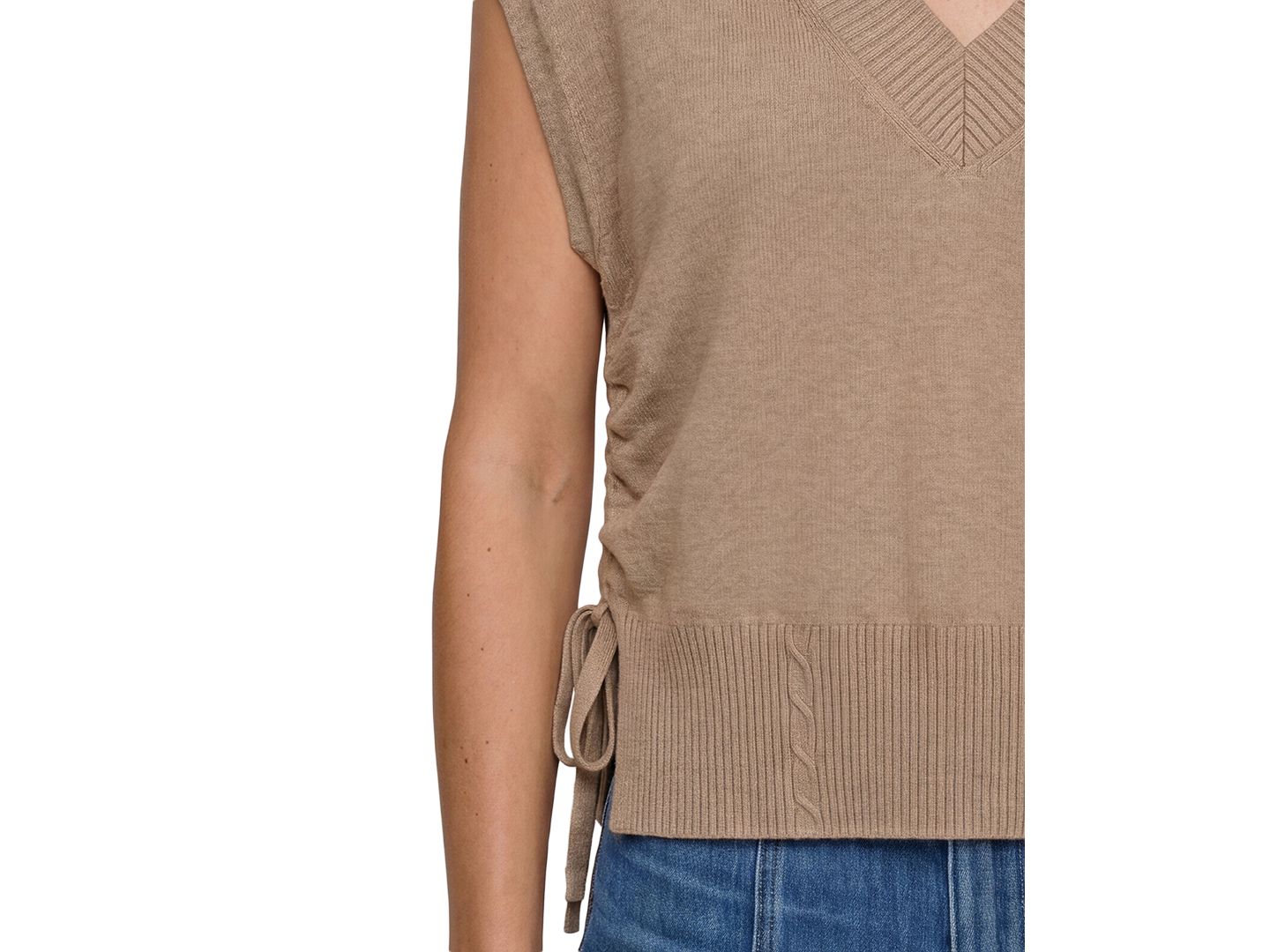 Женский свитер Liverpool Los Angeles Petite V-Neck Dolman Popover Adjustable-Side-Ties, цвет: Harvest Khako — фото 2